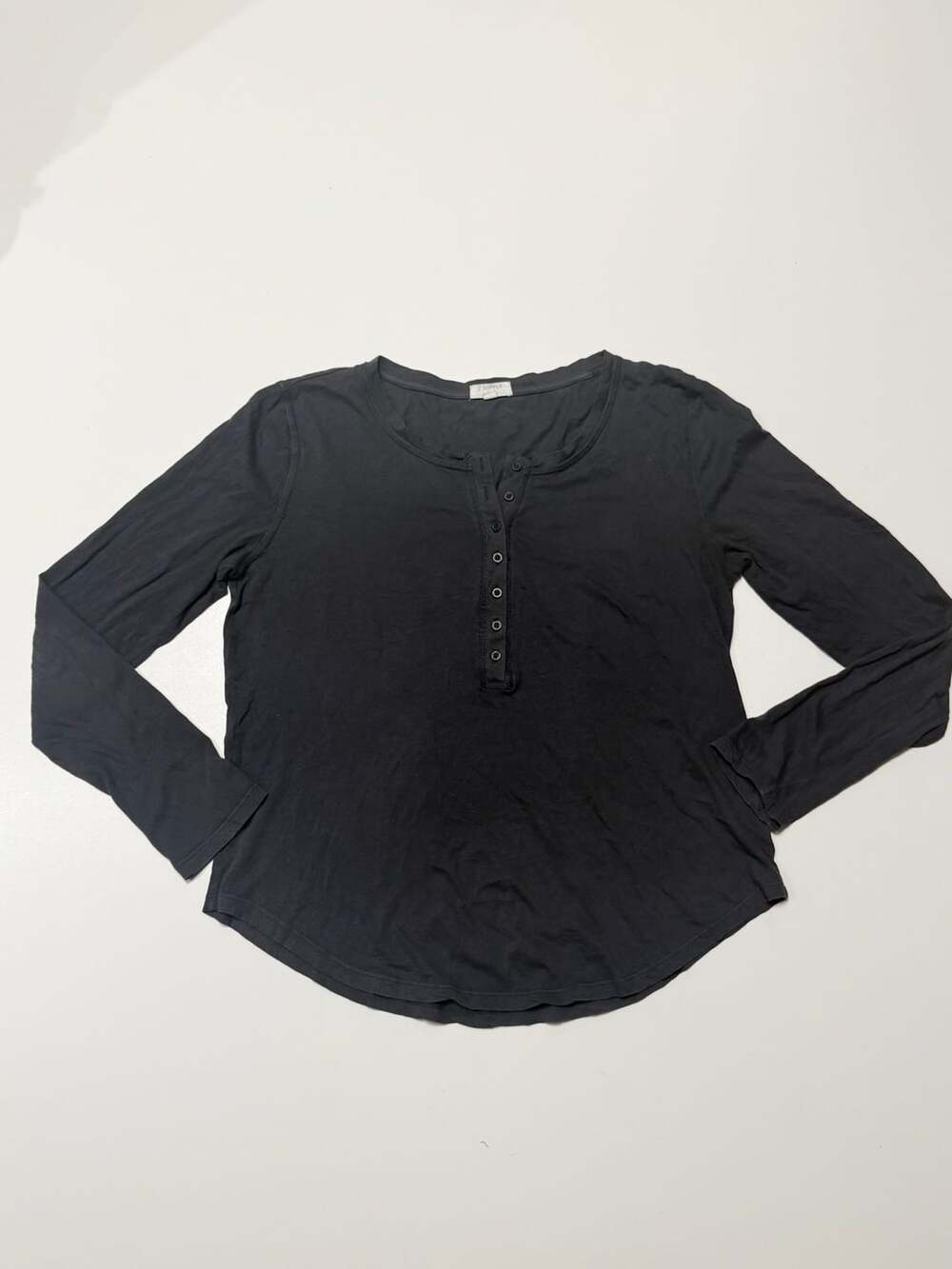 Z Supply Organic Henley Long Sleeve Size M Black Cotton Top Dexter minimalist ba